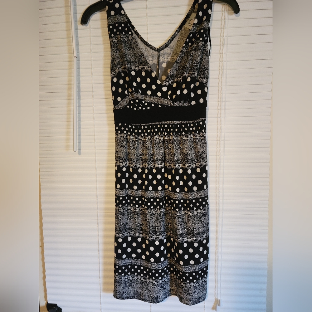 Black casual dress with white designs